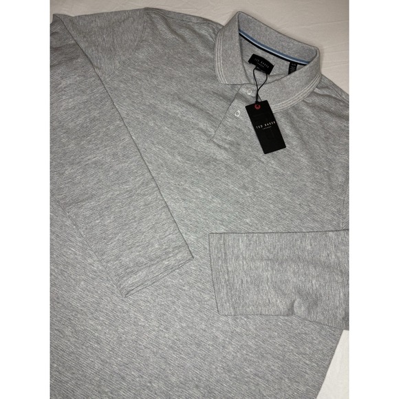 Ted Baker Other - Ted Baker London Popcorn Stripe Long Sleeve Rugby Polo Shirt Grey XL NWT $165